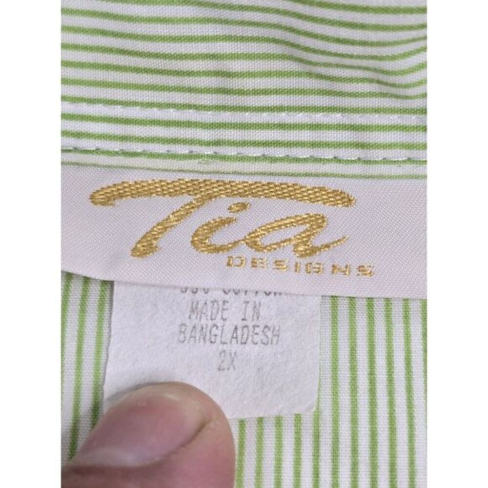 Tia Designs Shirt Green Gingham Womens 2X Bee Floral Embroiderd CottageCore‎ - Picture 10 of 16